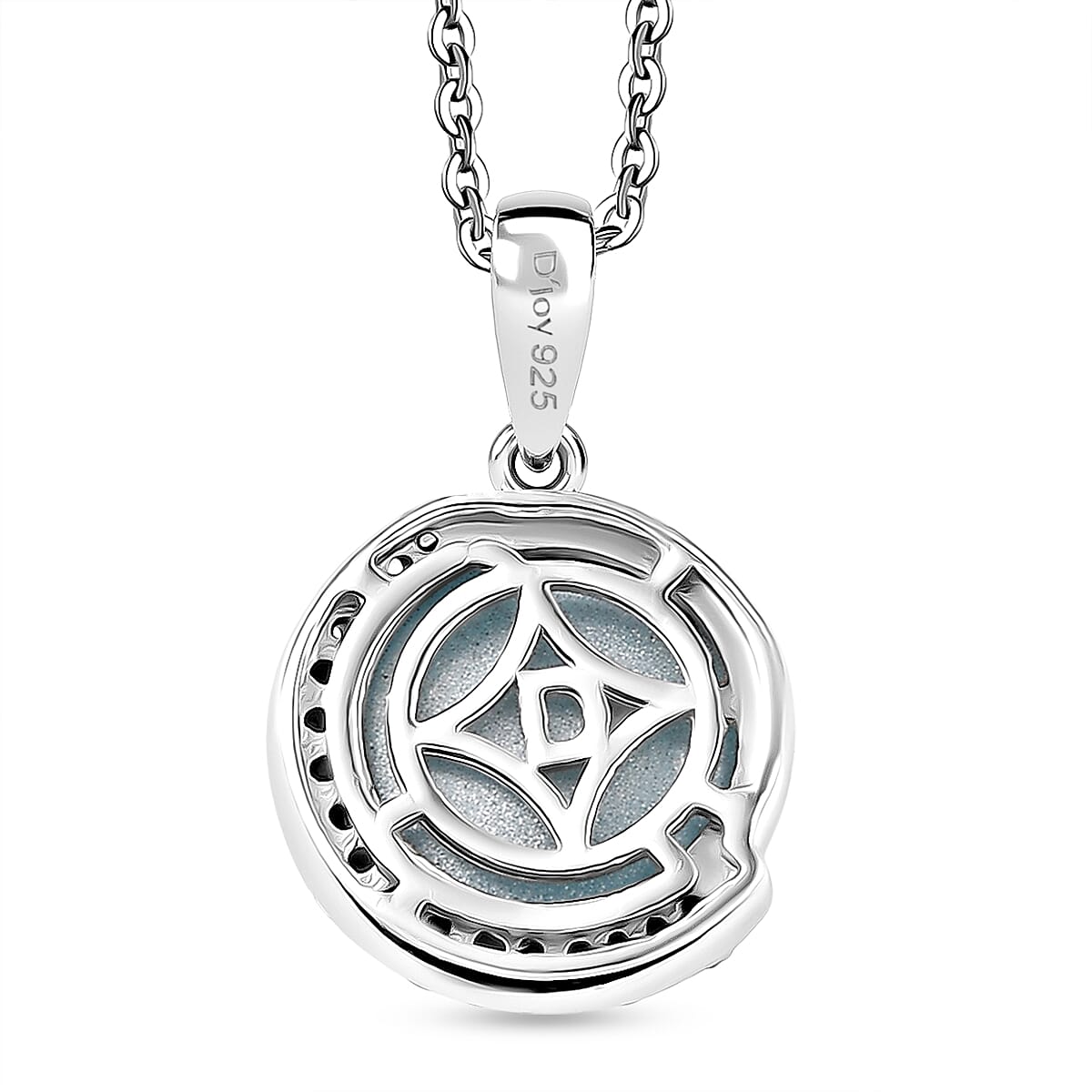 D'Joy Paraiba Moonstone & White Zircon Pendant with Chain (Size 20) in Platinum Overlay Sterling Silver 4.15 Ct.