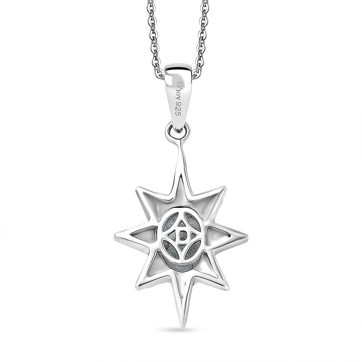 D'Joy Paraiba Moonstone & White Zircon Pendant with Chain (Size 20) in Platinum Overlay Sterling Silver 1.82 Ct.