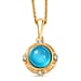 D'Joy Paraiba Moonstone & White Zircon Pendant with Chain (Size 20) in Platinum Overlay Sterling Silver 1.68 Ct.