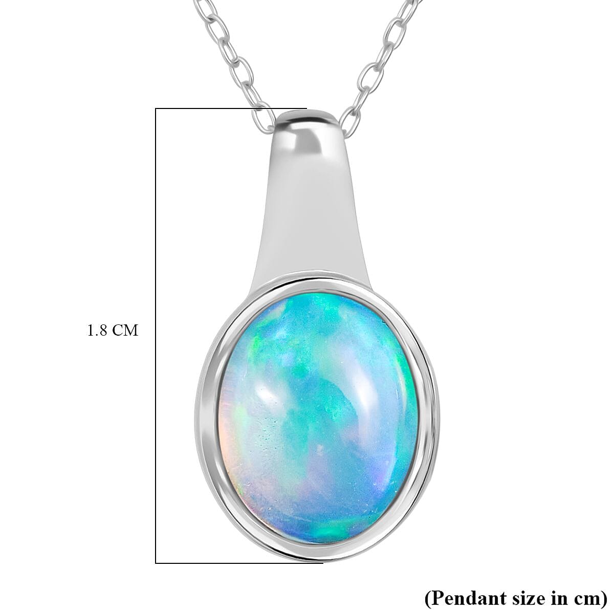 D'Joy Ethiopian Opal Pendant with Chain (Size 20) in Rhodium Overlay Sterling Silver 1.65 Ct.