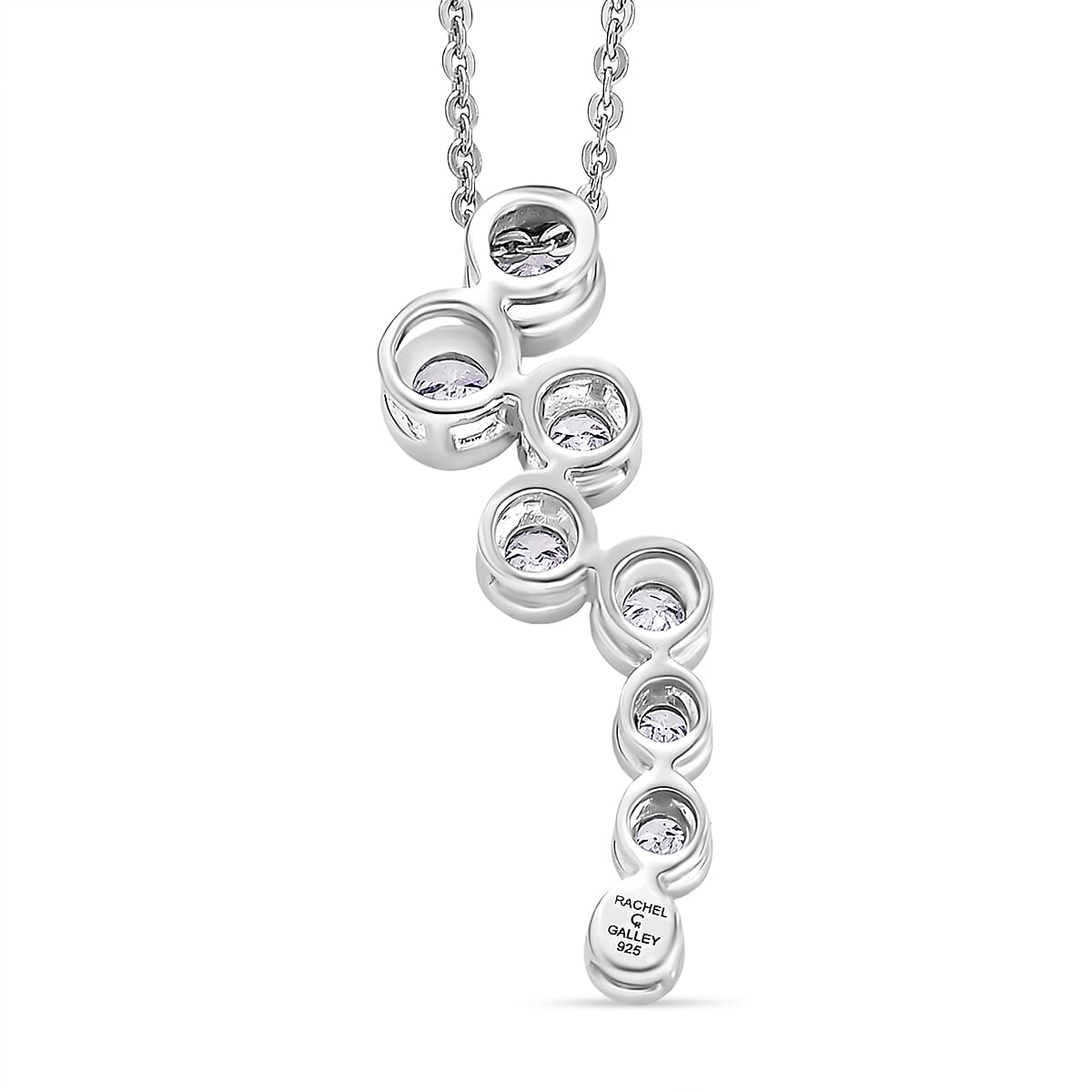 Lab Grown Diamond Pendant with Chain (Size 20) in Rhodium Overlay Sterling Silver 0.39 ct  0.510  Ct.