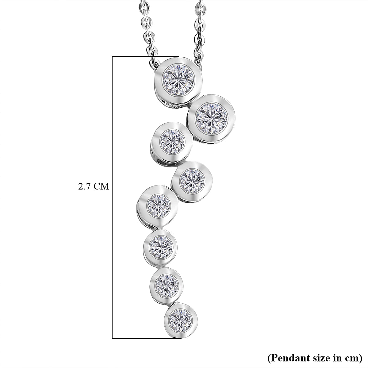 Lab Grown Diamond Pendant with Chain (Size 20) in Rhodium Overlay Sterling Silver 0.39 ct  0.510  Ct.