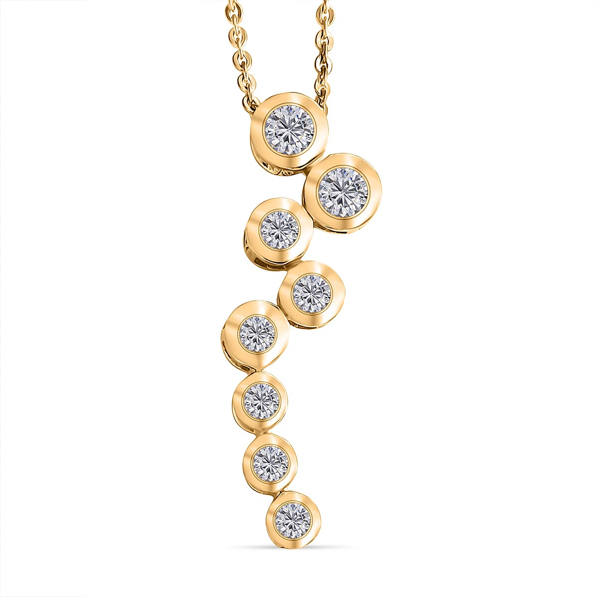 Lab Grown Diamond Pendant with Chain (Size 20) in 18K YG Vermeil Sterling Silver 0.39 ct  0.510  Ct.