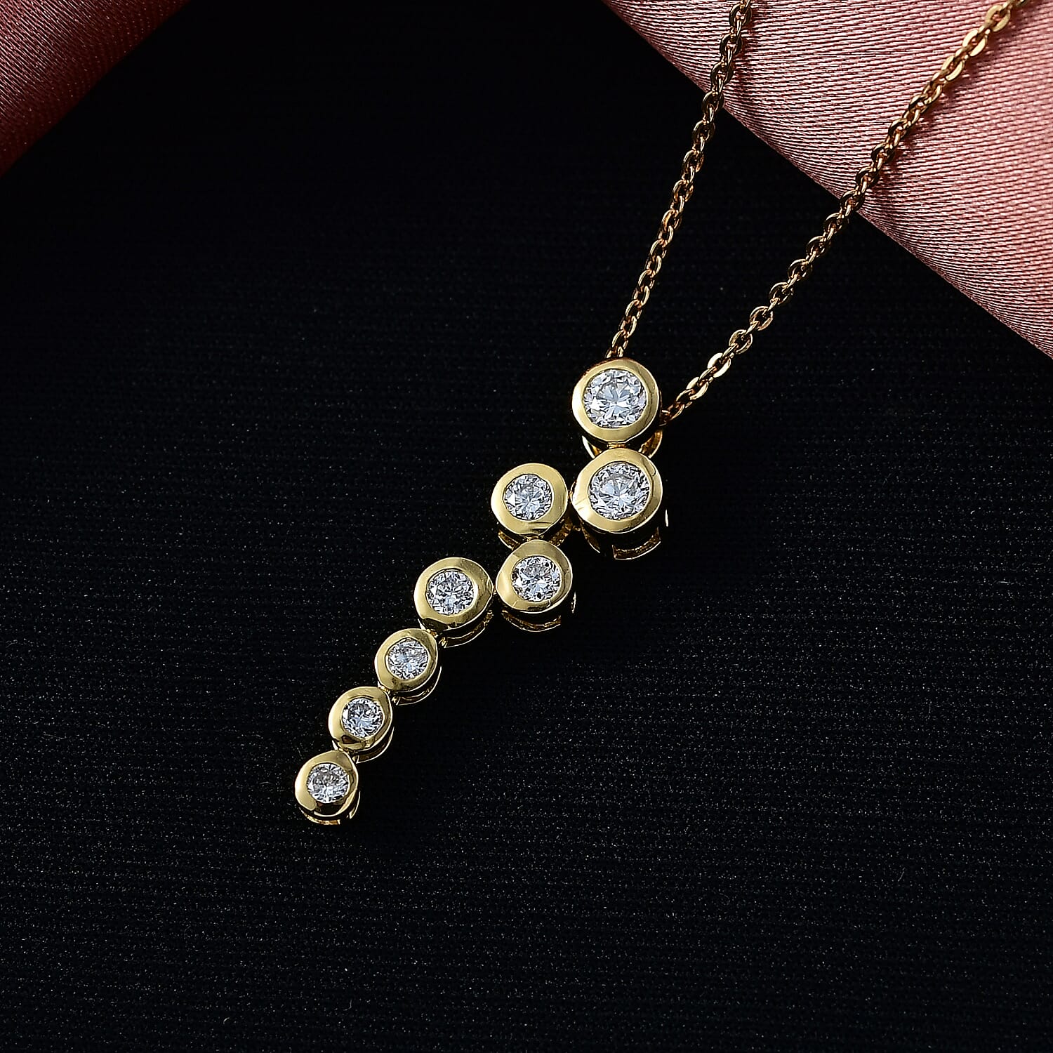 Lab Grown Diamond Pendant with Chain (Size 20) in 18K YG Vermeil Sterling Silver 0.39 ct  0.510  Ct.