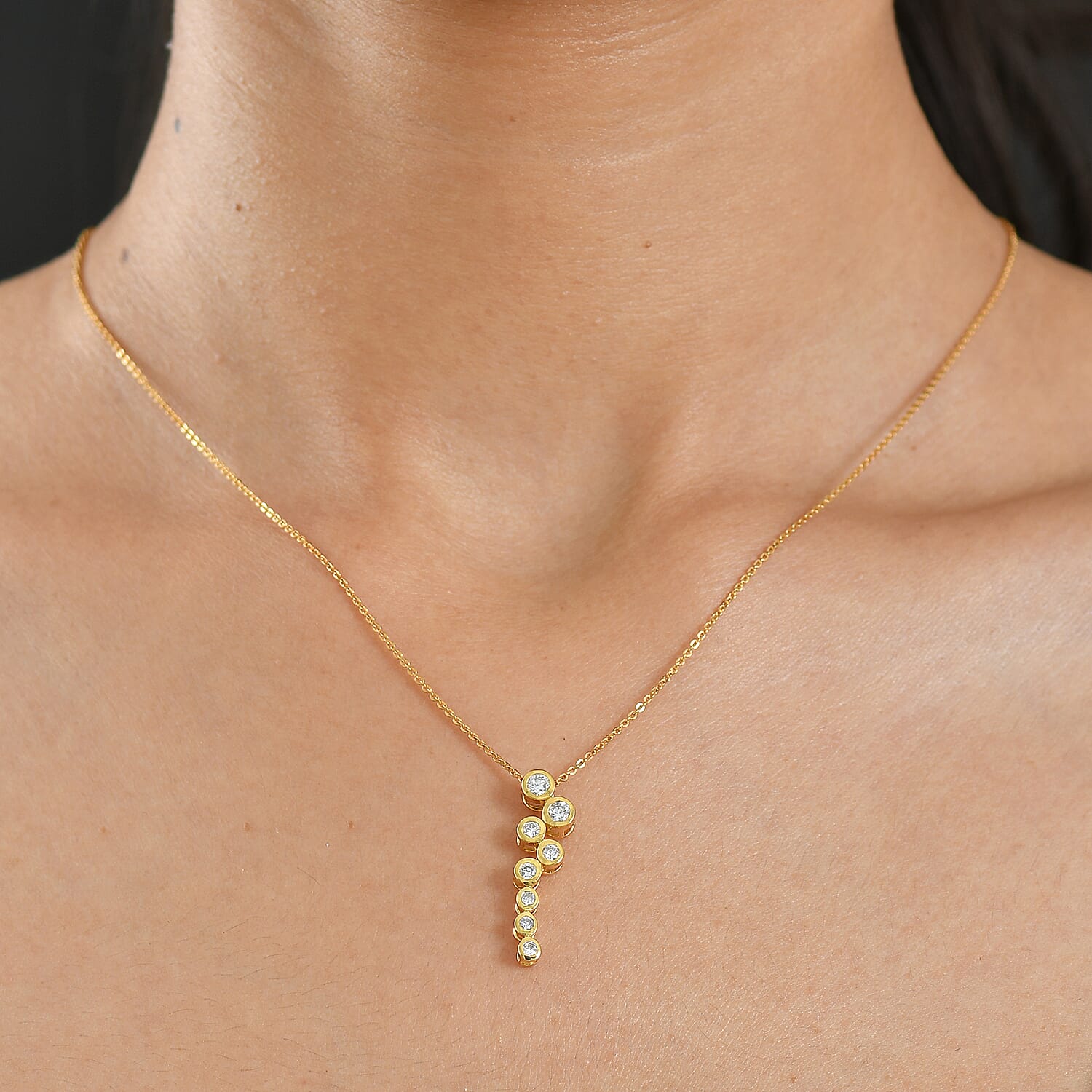 Lab Grown Diamond Pendant with Chain (Size 20) in 18K YG Vermeil Sterling Silver 0.39 ct  0.510  Ct.