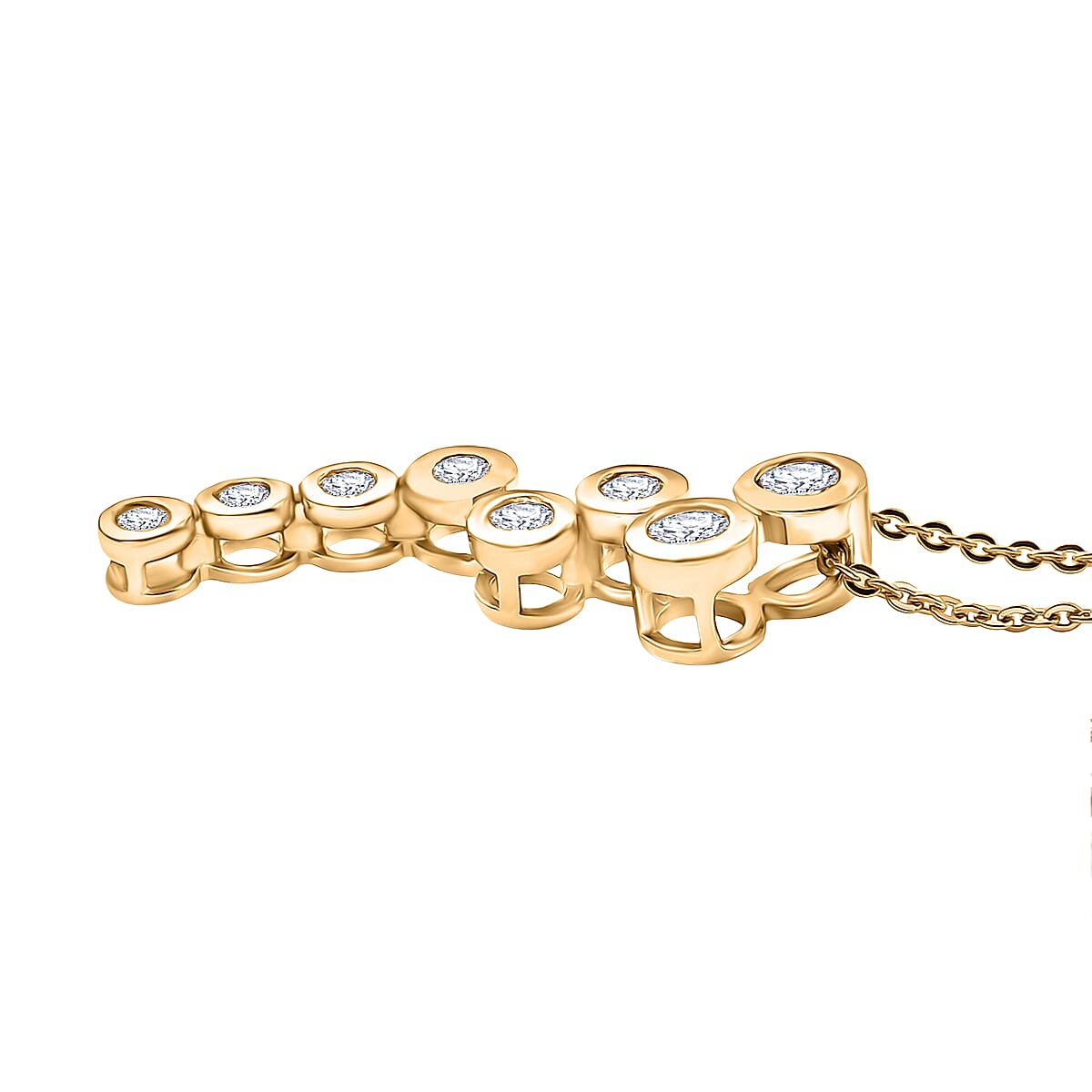 Lab Grown Diamond Pendant with Chain (Size 20) in 18K YG Vermeil Sterling Silver 0.39 ct  0.510  Ct.