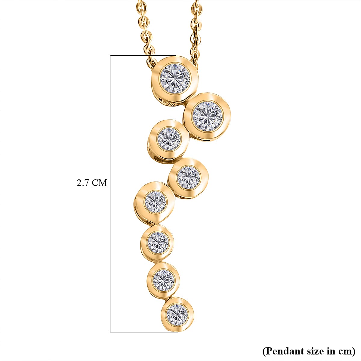 Lab Grown Diamond Pendant with Chain (Size 20) in 18K YG Vermeil Sterling Silver 0.39 ct  0.510  Ct.