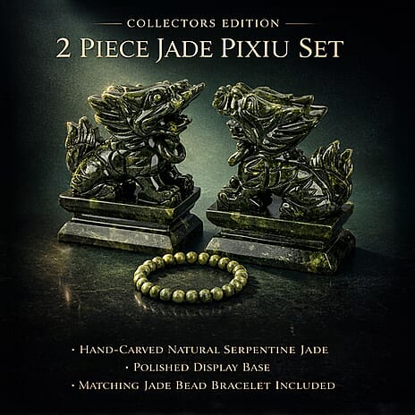 Black Friday Collectors Edition -  2 Pcs Set Serpentine Jade Carved Pixiu Sculpture 5045.00 Ct.