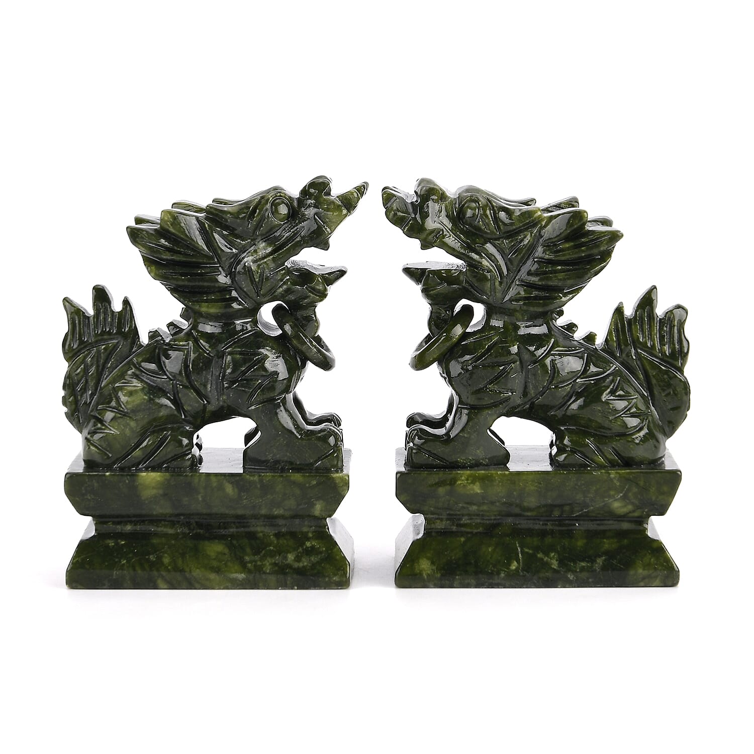Black Friday Collectors Edition -  2 Pcs Set Serpentine Jade Carved Pixiu Sculpture 5045.00 Ct.