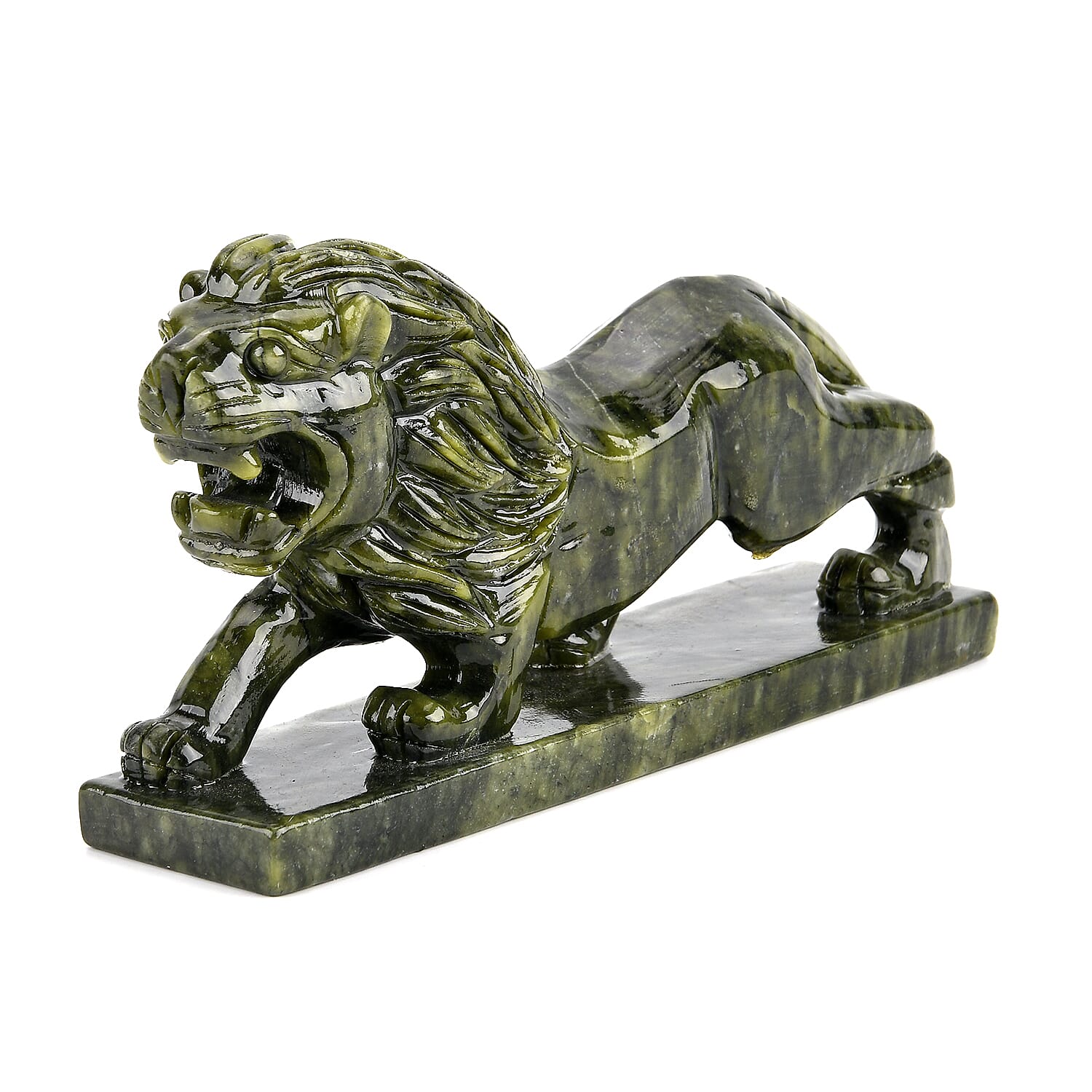 TJC EXCLUSIVE - Extremely Rare Hand  Chinese Jade (Serpentine) Carved Lion Figurine with Bracelet (Size 7.5 Strechable) 6695.00 Ct.