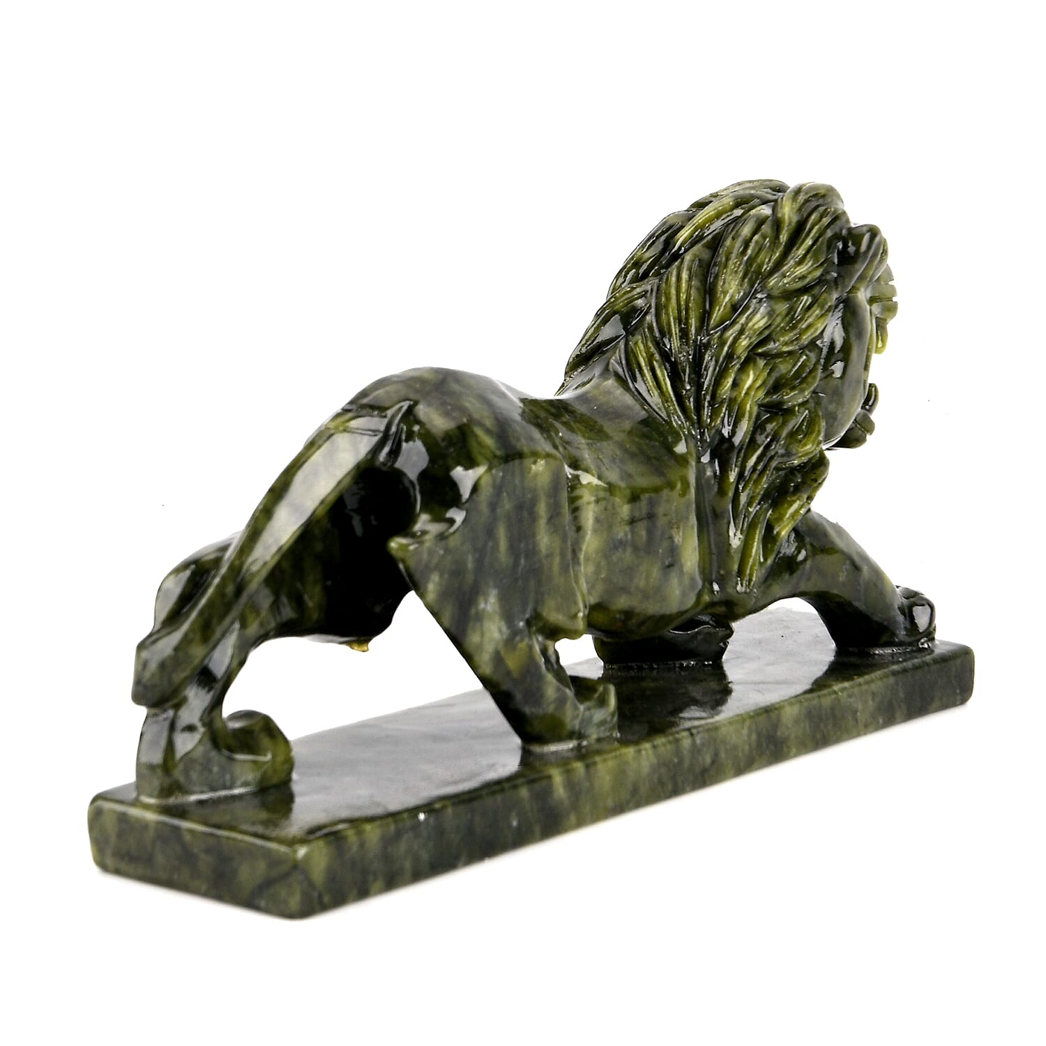 TJC EXCLUSIVE - Extremely Rare Hand  Chinese Jade (Serpentine) Carved Lion Figurine with Bracelet (Size 7.5 Strechable) 6695.00 Ct.