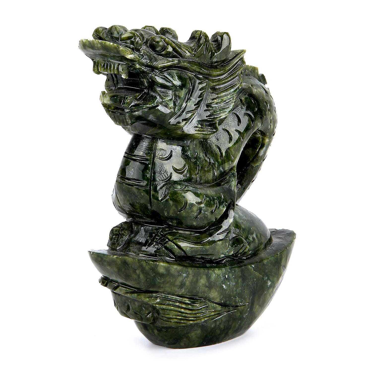 Set of 2 Collectors Edition - Serpentine (Chinese Jade) Carved Dragon Figurine with Bracelet (Size 7.5 Strechable) 7295.00 Ct.