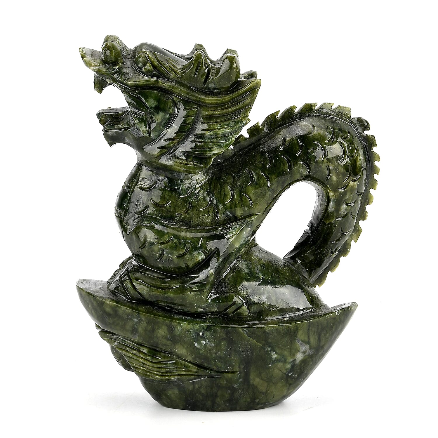 Set of 2 Collectors Edition - Serpentine (Chinese Jade) Carved Dragon Figurine with Bracelet (Size 7.5 Strechable) 7295.00 Ct.