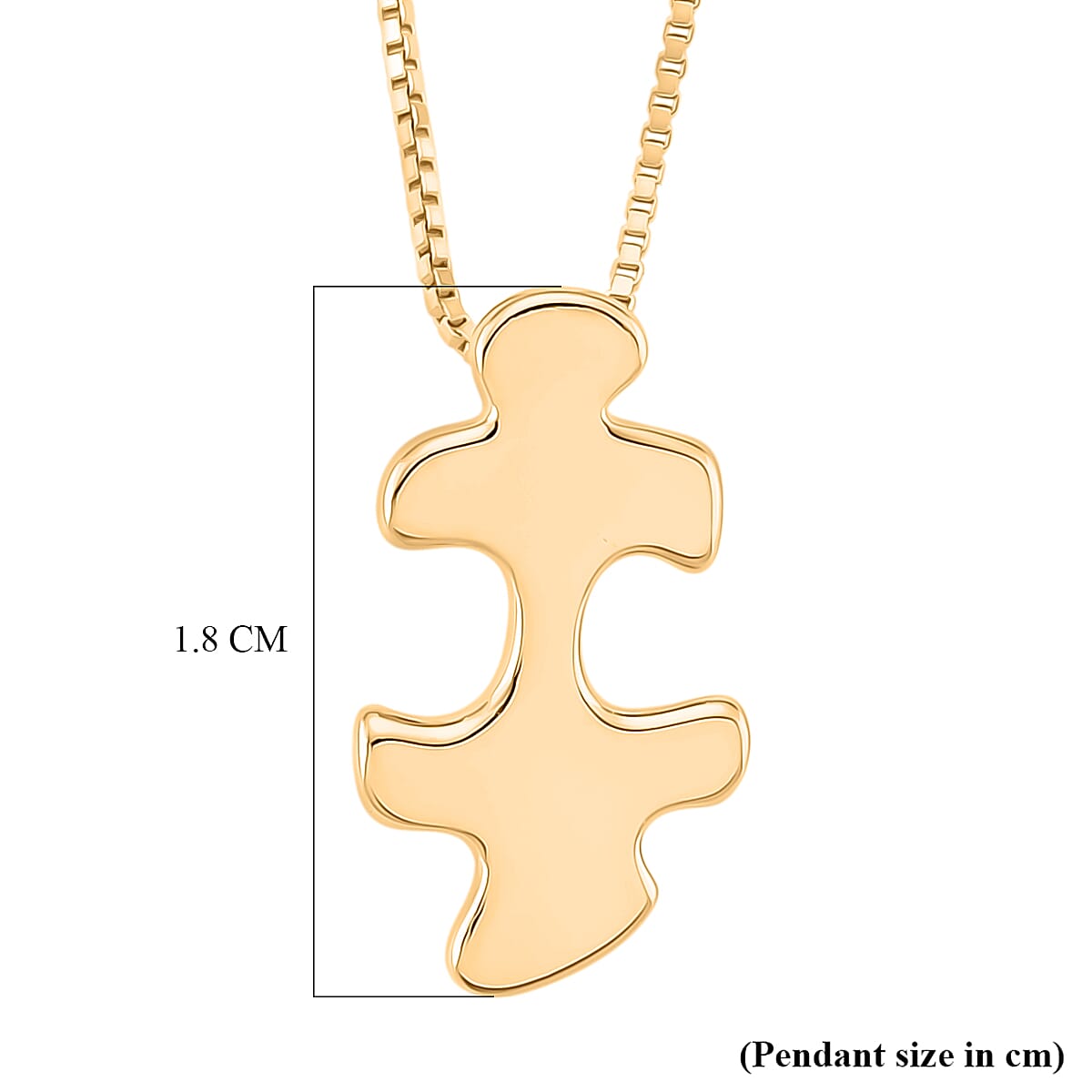 Lucy Q Jigsaw Collection - Puzzle Piece Pendant with Chain (Size 18) in 18K Vermeil Yellow Gold Plated Sterling Silver