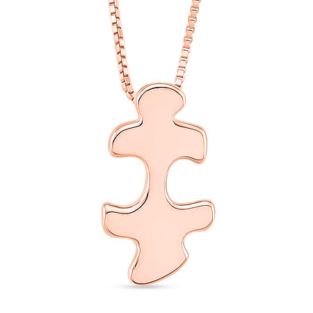 Lucy Q Jigsaw Collection - Puzzle Piece Pendant with Chain (Size 18) in 18K Vermeil Rose Gold Plated Sterling Silver Lucy Q Jigsaw Collection - Puzzle Piece Pendant with Chain (Size 18) in 18K Vermeil Rose Gold Plated Sterling Silver