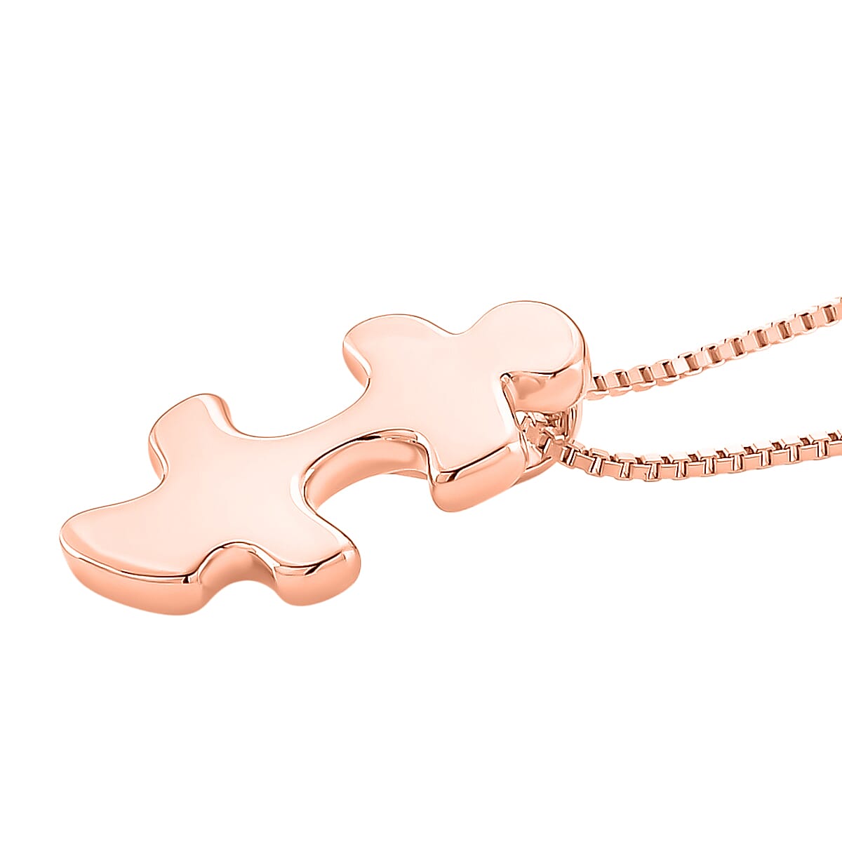 Lucy Q Jigsaw Collection - Puzzle Piece Pendant with Chain (Size 18) in 18K Vermeil Rose Gold Plated Sterling Silver