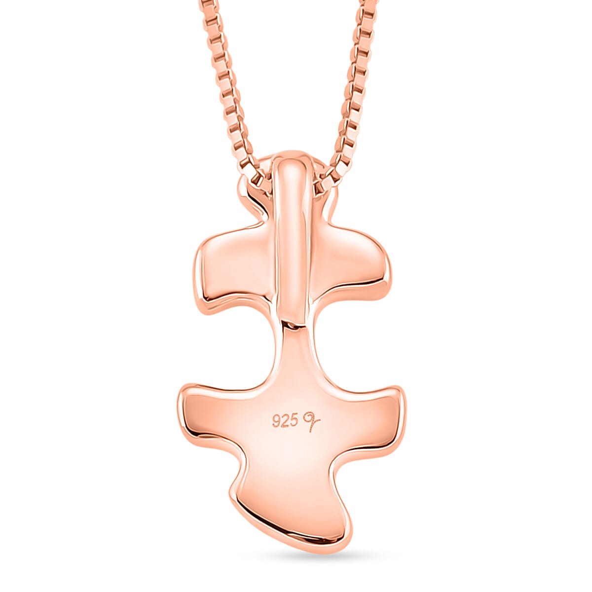 Lucy Q Jigsaw Collection - Puzzle Piece Pendant with Chain (Size 18) in 18K Vermeil Rose Gold Plated Sterling Silver