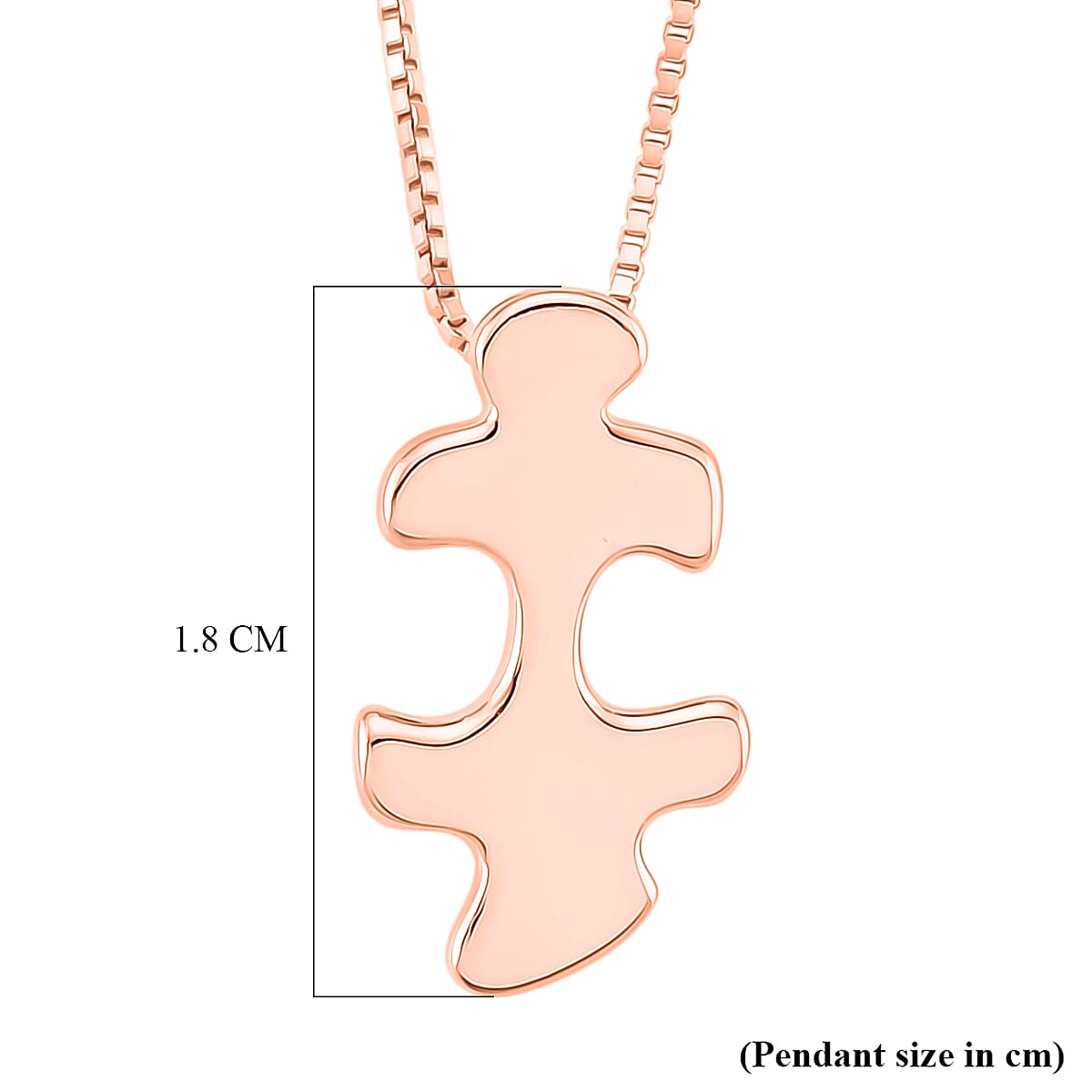 Lucy Q Jigsaw Collection - Puzzle Piece Pendant with Chain (Size 18) in 18K Vermeil Rose Gold Plated Sterling Silver