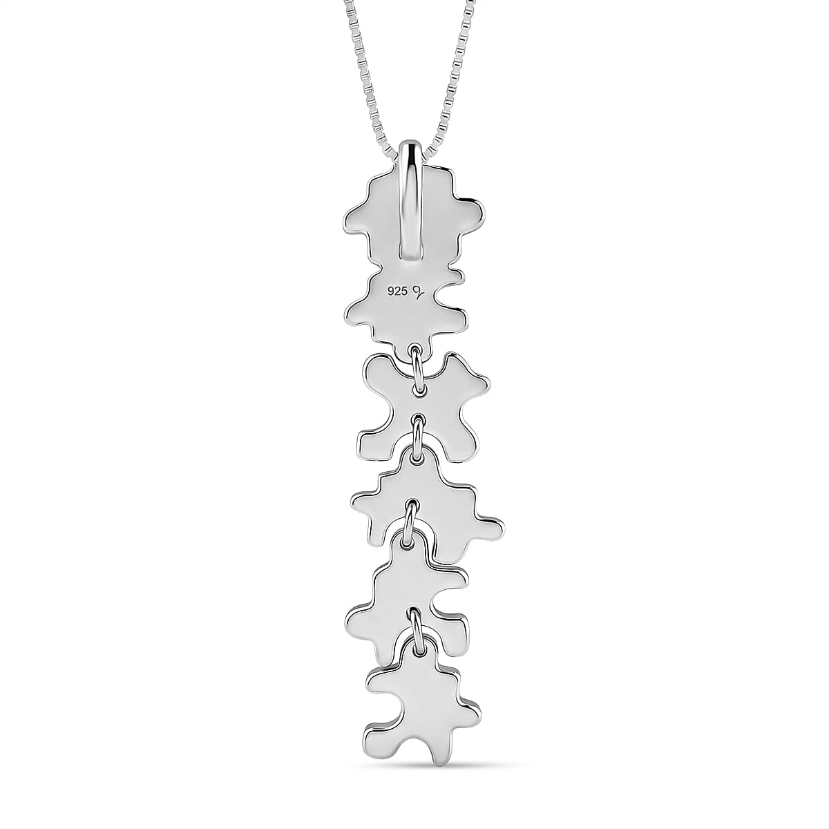 Lucy Q Jigsaw Collection - Puzzle Pieces Pendant with Chain (Size 18) in Rhodium Overlay Sterling Silver