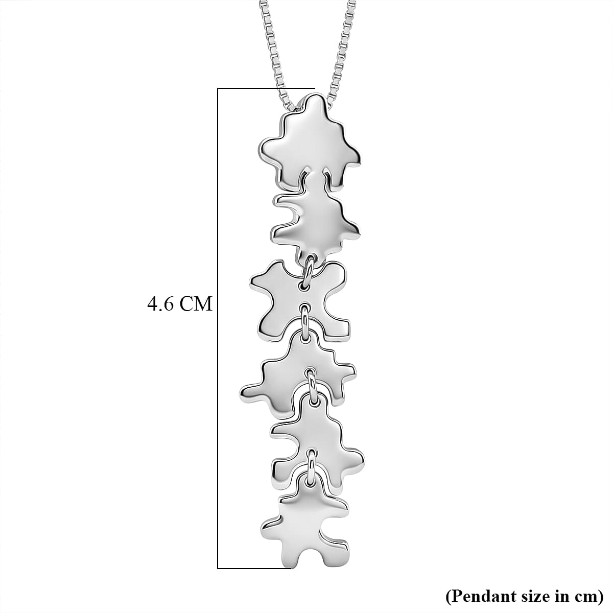 Lucy Q Jigsaw Collection - Puzzle Pieces Pendant with Chain (Size 18) in Rhodium Overlay Sterling Silver