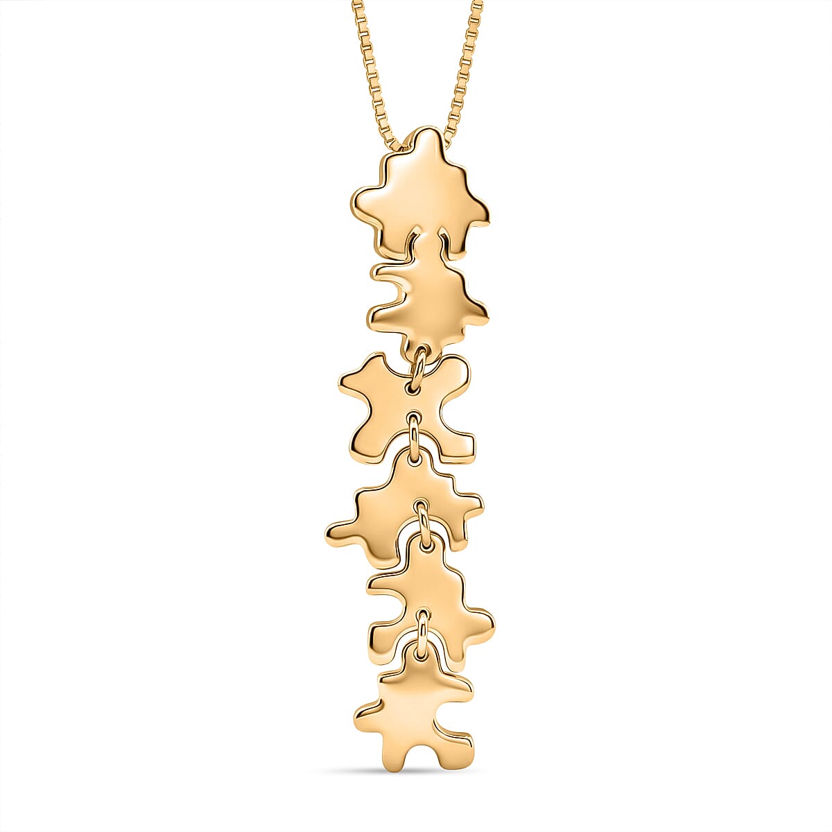Lucy Q Jigsaw Collection - Puzzle Pieces Pendant with Chain (Size 18) in 18K Vermeil Yellow Gold Plated Sterling Silver