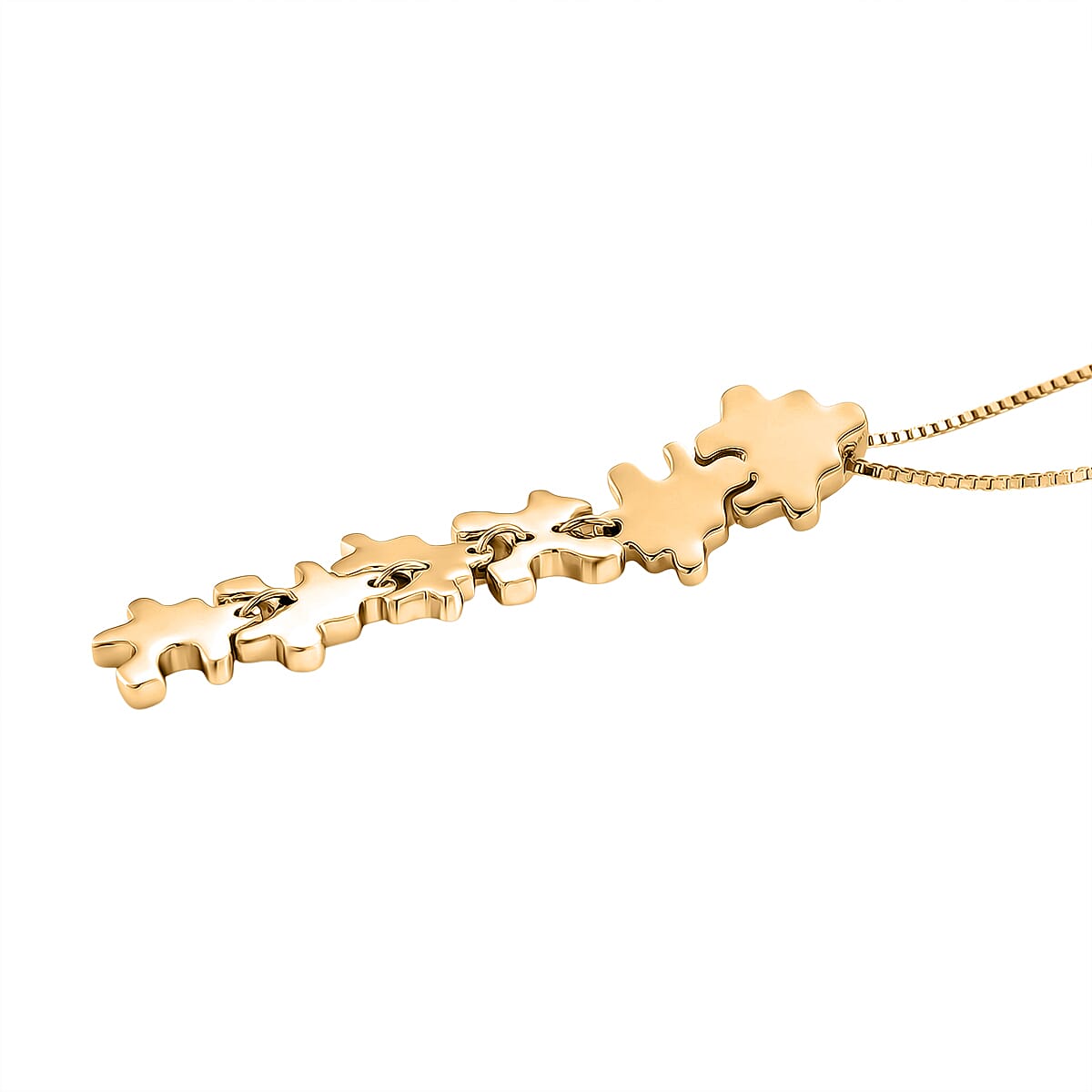Lucy Q Jigsaw Collection - Puzzle Pieces Pendant with Chain (Size 18) in 18K Vermeil Yellow Gold Plated Sterling Silver