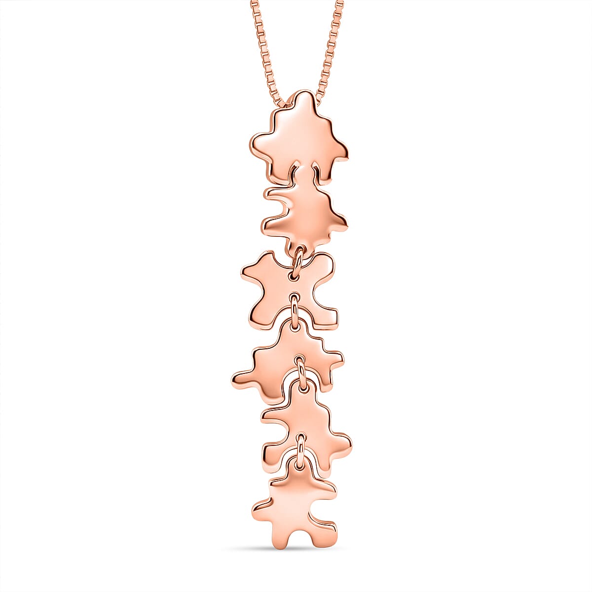 Lucy Q Jigsaw Collection - Puzzle Pieces Pendant with Chain (Size 18) in 18K Vermeil Rose Gold Plated Sterling Silver