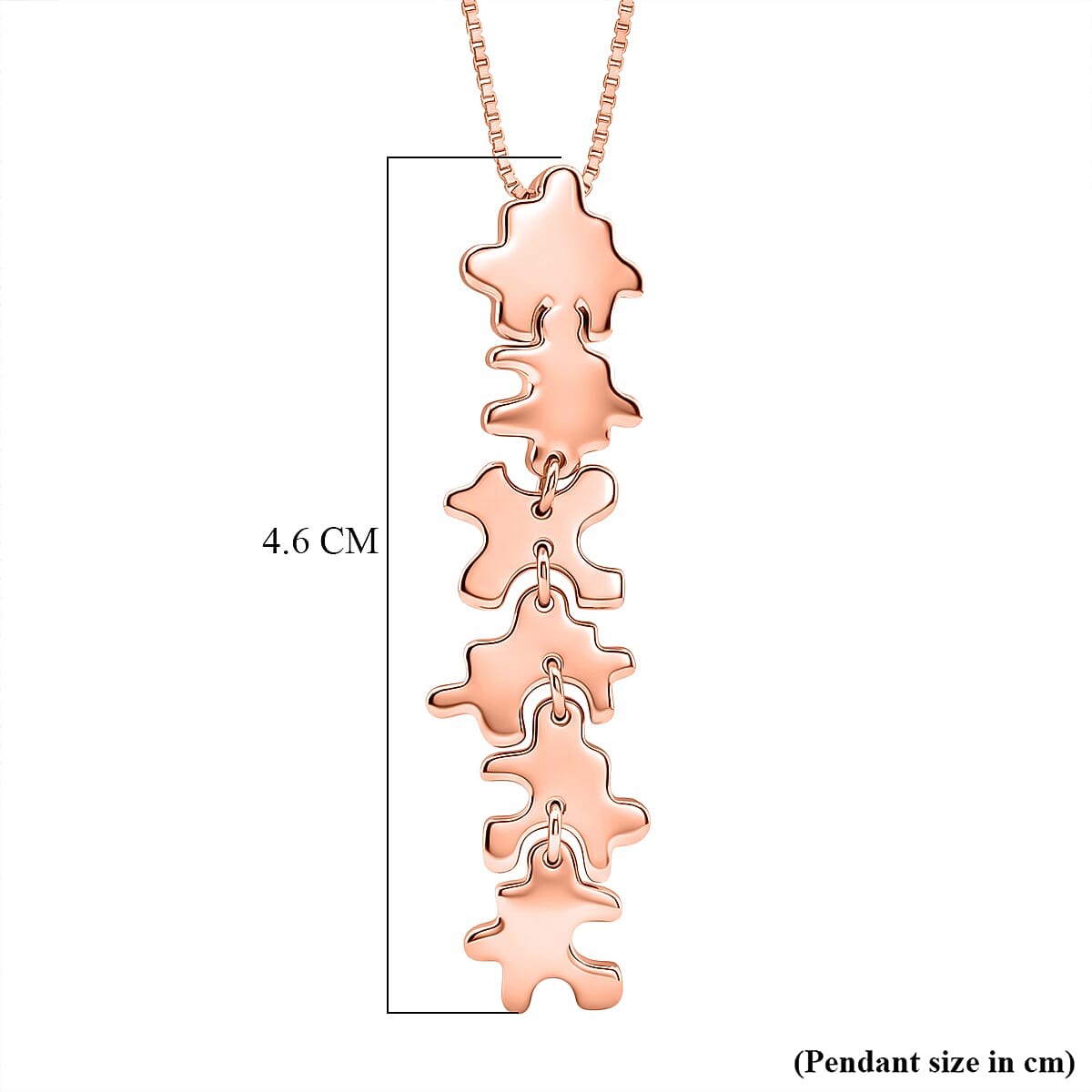 Lucy Q Jigsaw Collection - Puzzle Pieces Pendant with Chain (Size 18) in 18K Vermeil Rose Gold Plated Sterling Silver