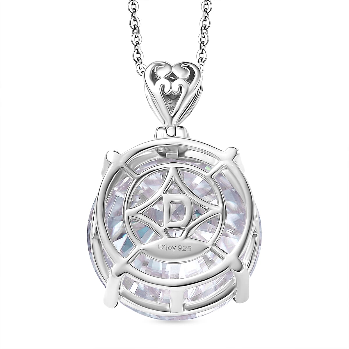 Moissanite Pendant with Chain (Size 20) in Rhodium Overlay Sterling Silver 30 Ct, Silver Wt. 6.44 Gms.