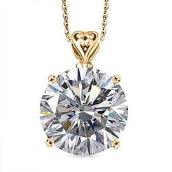 Moissanite Pendant with Chain (Size - 20) in 18K Vermeil Yellow Gold Sterling Silver 29.37 Ct.