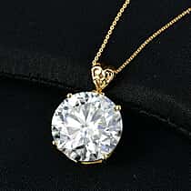 D'Joy Moissanite Pendant with Chain (Size - 20) in 18K Vermeil Yellow Gold Sterling Silver 29.37 Ct.