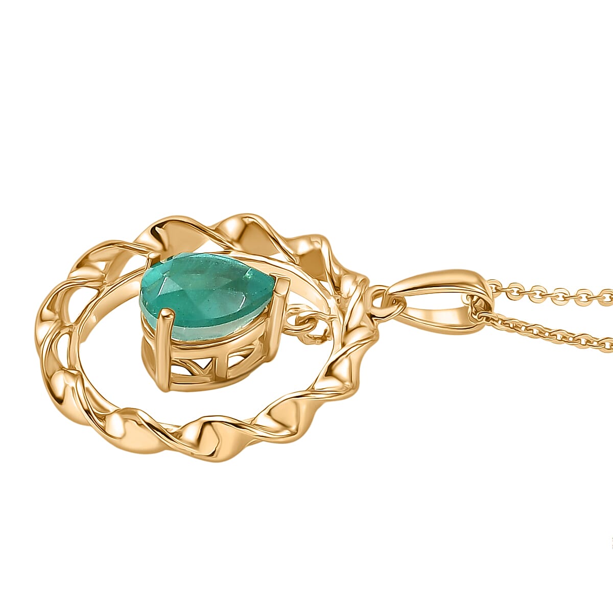 Emeraldine Triplet Quartz Torn Chain 19DC and Circle Pendant  Sterling Silver  1.516  Ct.