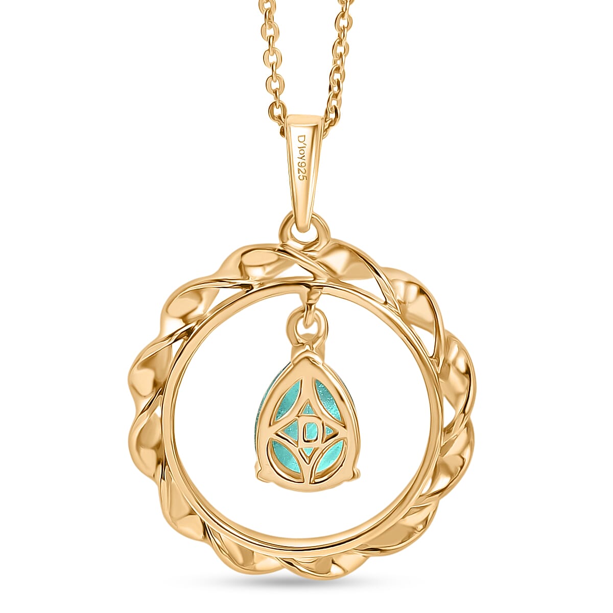 Emeraldine Triplet Quartz Torn Chain 19DC and Circle Pendant  Sterling Silver  1.516  Ct.