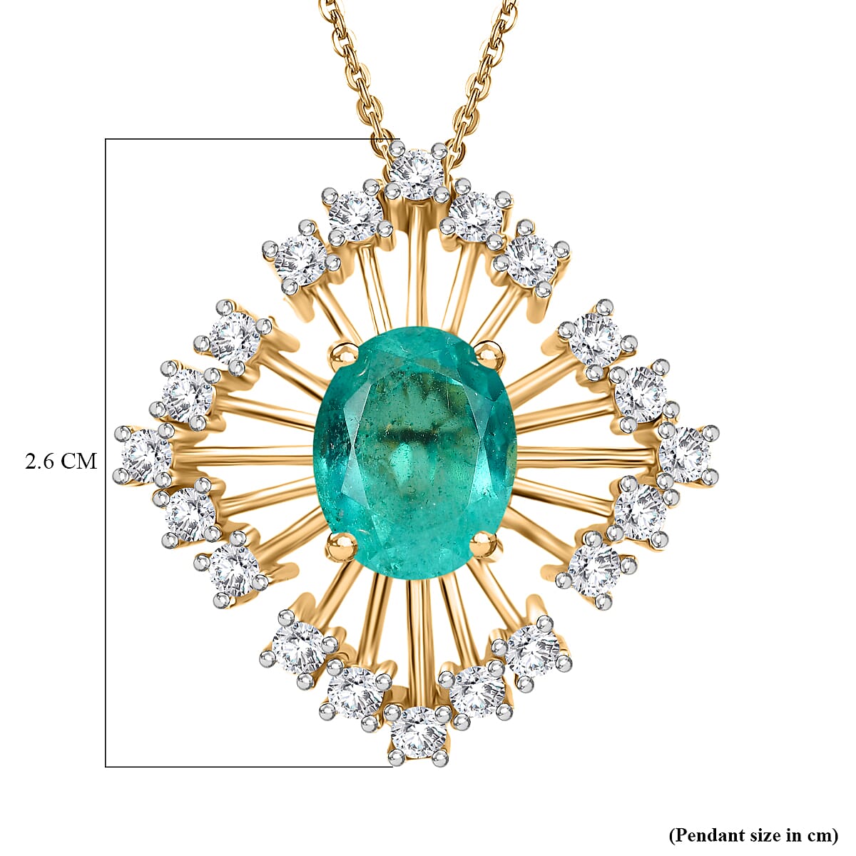 Emeraldine Triplet Quartz,  White Zircon Torn Chain 19DC and Main Stone With Side Stone Pendant  Sterling Silver 0.40 ct  Silver Wt. 5.48 Gms  3.324  Ct.