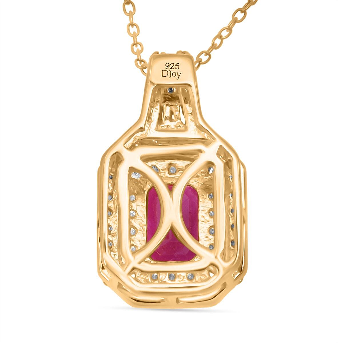 Taveta Ruby,  Moissanite Pendant with Chain (Size 20) in 18K YG Vermeil Sterling Silver 0.59 ct  1.890  Ct.