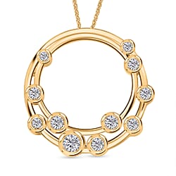 Moissanite Circle set(cp) in 18K Yellow Gold Sterling Silver