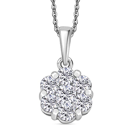 1.2 Ct. Moissanite Cluster set(cp) in Rhodium Sterling Silver 1.2 Ct. Moissanite Cluster set(cp) in Rhodium Sterling Silver