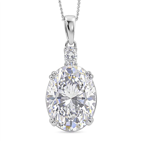 Moissanite Solitaire Pendant in Rhodium Overlay Sterling Silver 0.24 ct  10.240  Ct.