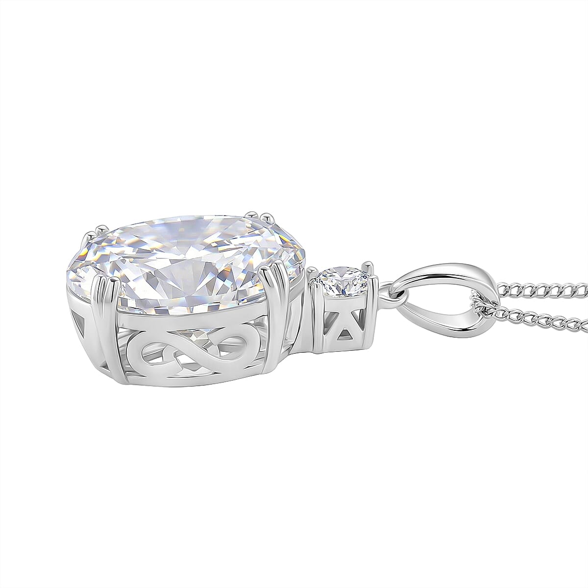 Moissanite Solitaire Pendant in Rhodium Overlay Sterling Silver 0.24 ct  10.240  Ct.