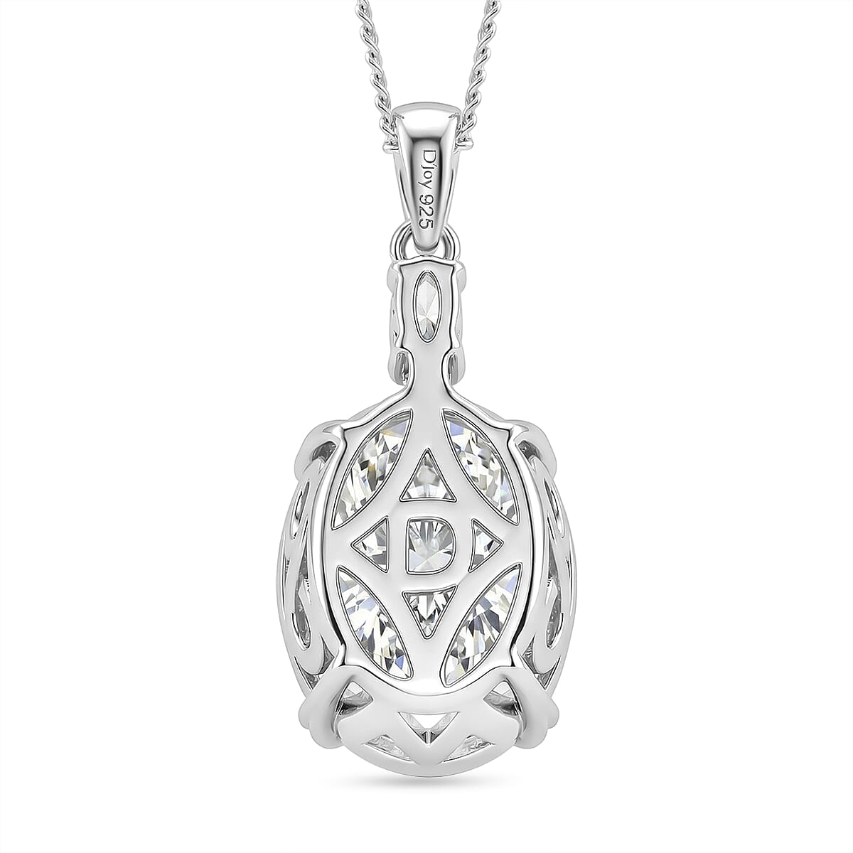 Moissanite Solitaire Pendant in Rhodium Overlay Sterling Silver 0.24 ct  10.240  Ct.