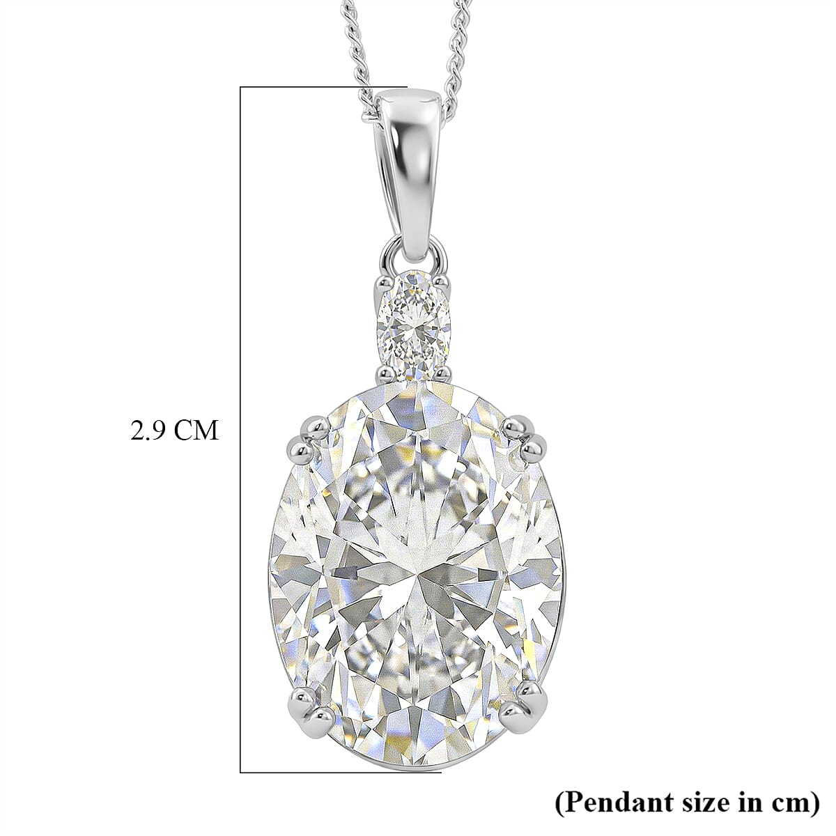 Moissanite Solitaire Pendant in Rhodium Overlay Sterling Silver 0.24 ct  10.240  Ct.