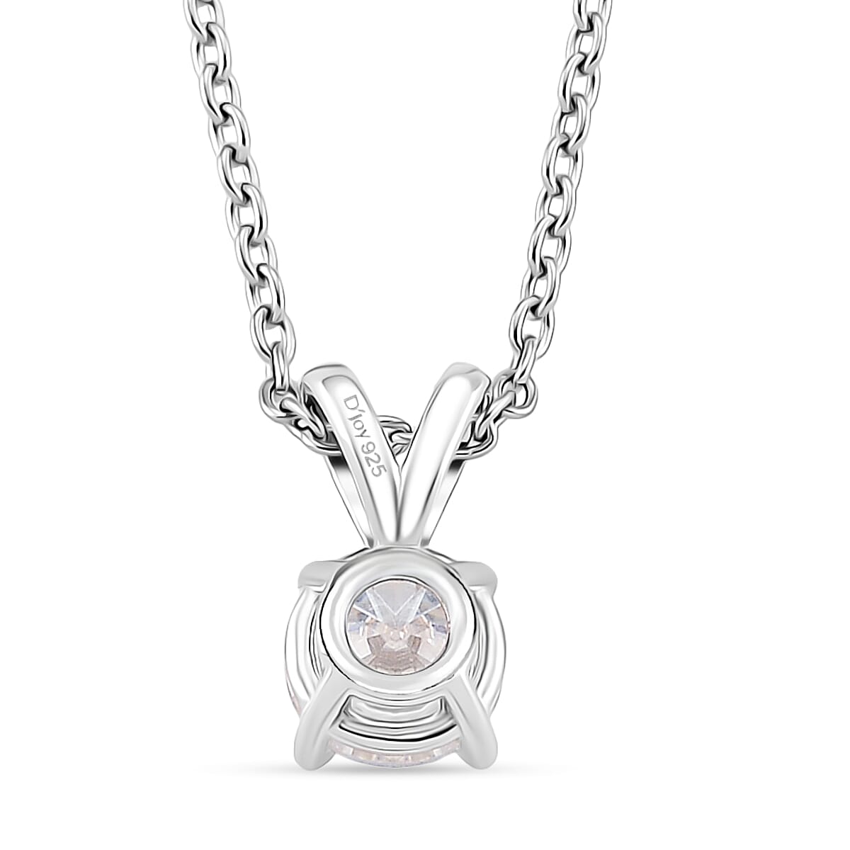 Moissanite Pendant with Chain (Size 20) in Rhodium Overlay Sterling Silver  1.000  Ct.