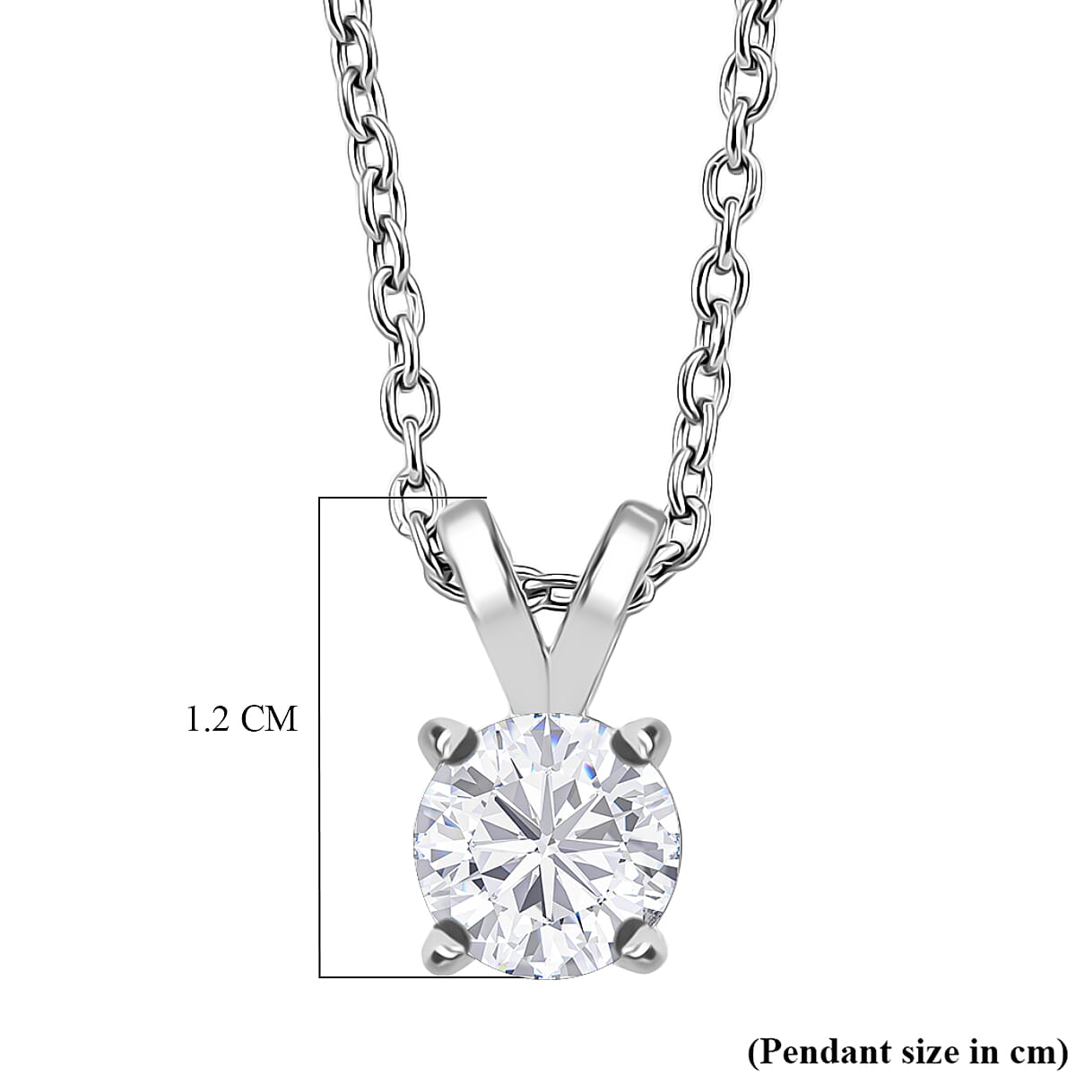 Moissanite Pendant with Chain (Size 20) in Rhodium Overlay Sterling Silver  1.000  Ct.