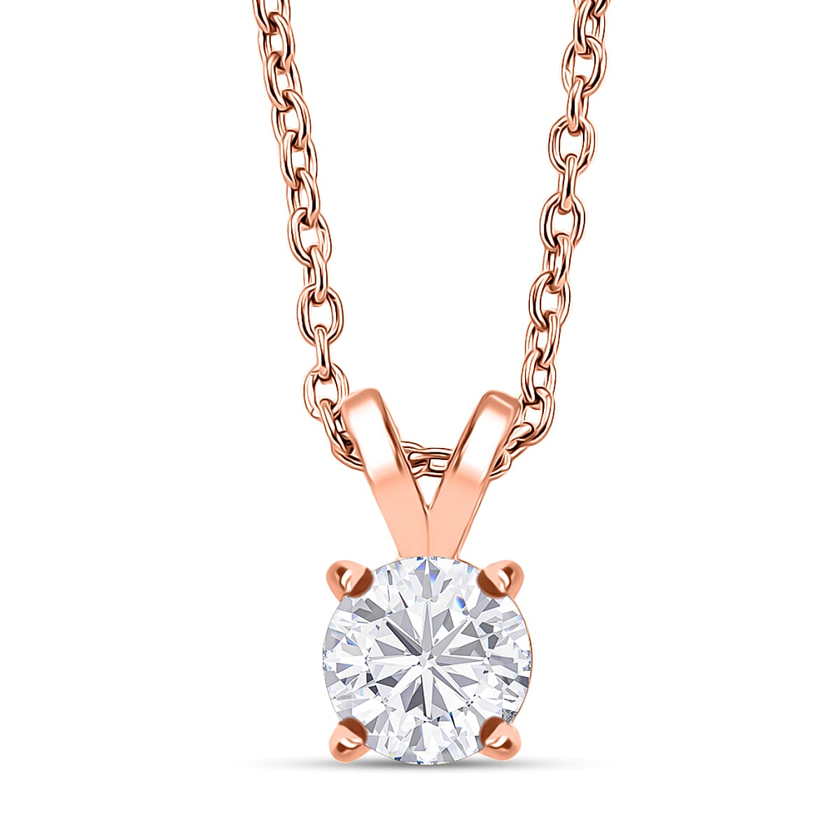 Moissanite Solitaire Pendant  Sterling Silver  1.000  Ct.