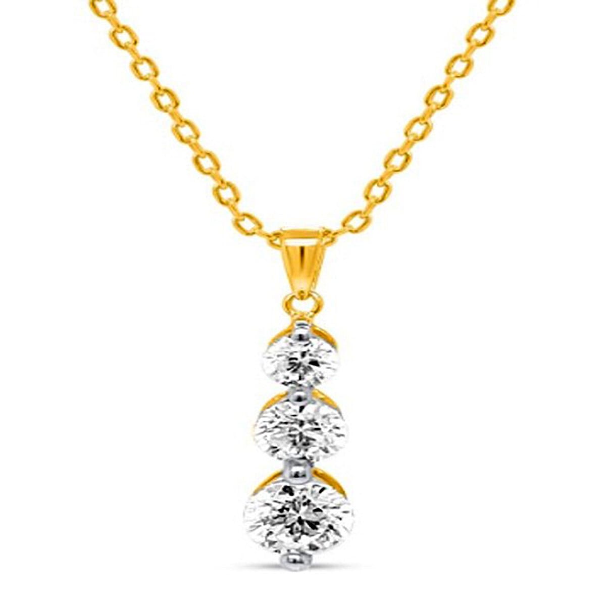 14K Yellow Gold White Diamond (I2-GH) Pendant with Chain (Size 18-20) 0.50 Ct.