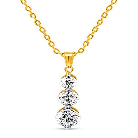 14K Yellow Gold White Diamond (I2-GH) Pendant with Chain (Size 18-20) 0.50 Ct.