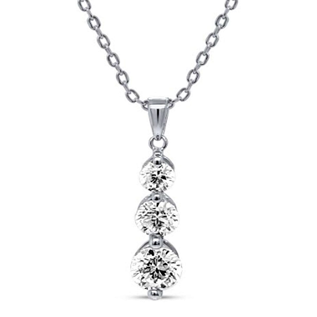 14K White Gold White Diamond (I2-GH) Pendant with Chain (Size 18-20) 0.50 Ct.