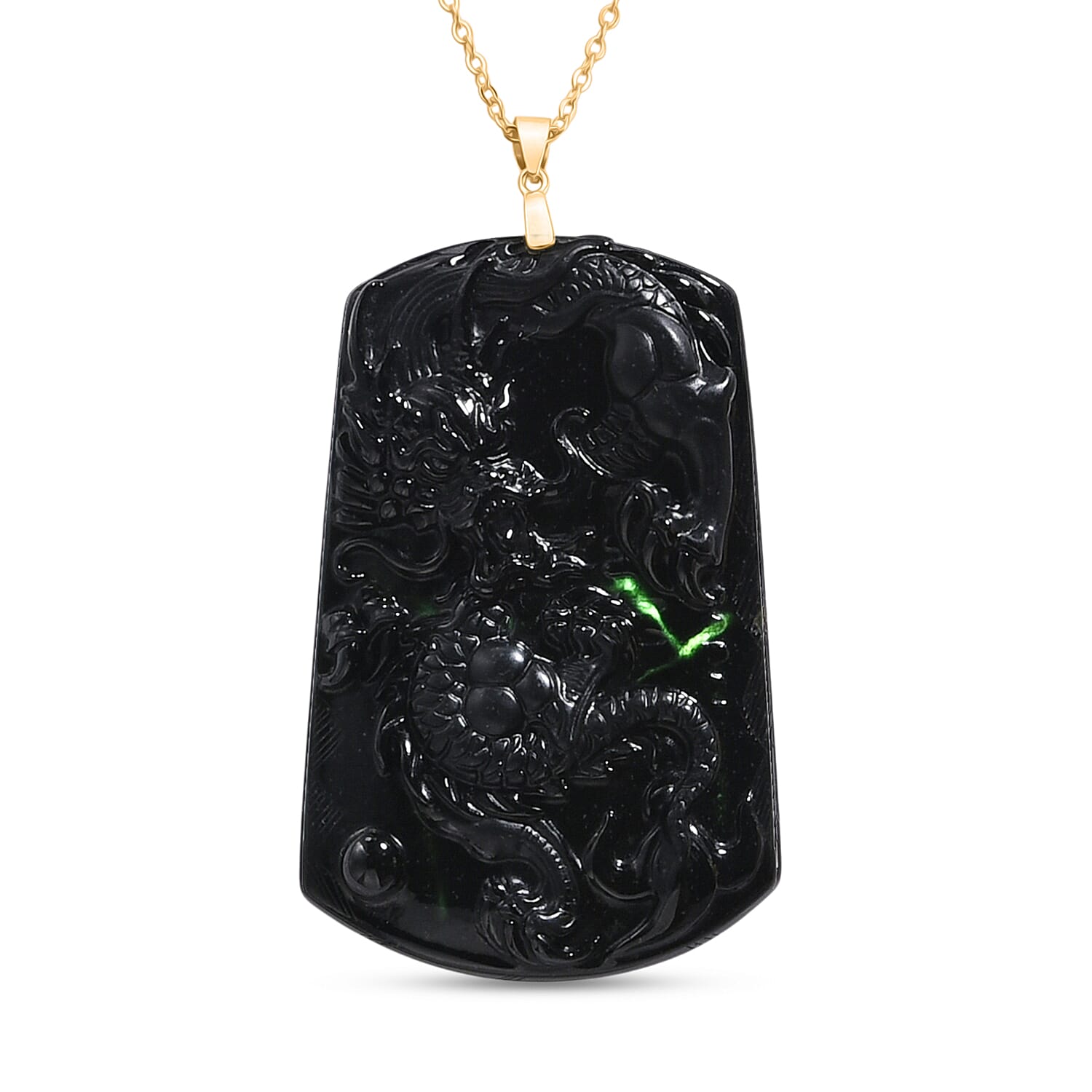 Black Jade Pendant with Chain (Size 20)  Sterling Silver  100.000  Ct.