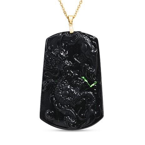 Black Jade Pendant with Chain (Size 20)  Sterling Silver  100.000  Ct.