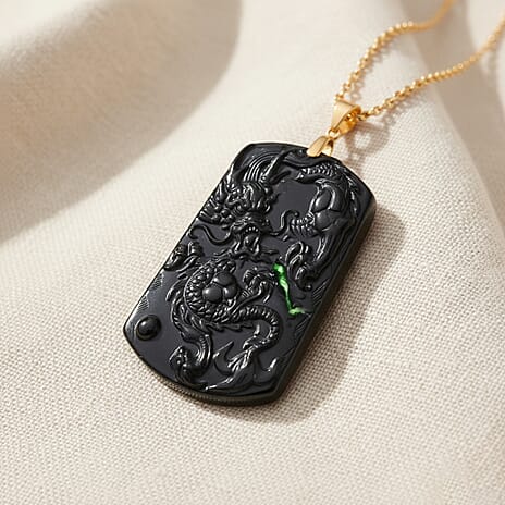 Black Jade Pendant with Chain (Size 20)  Sterling Silver  100.000  Ct.